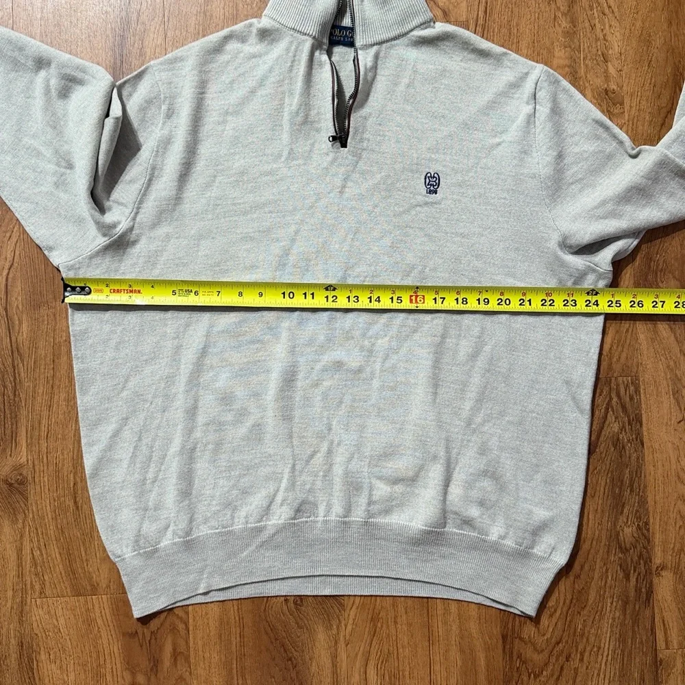 Polo Golf Ralph Lauren Merino Wool Beige Mock collard 1/4 Zip PullOver‎ Men XL